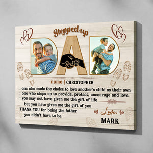Definition of Stepped up Dad - Personalized Canvas - Gift For Step Dad, Bonus Dad, Father's Day Gift Idea