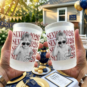 Senior 2026 Graduation - Personalized Plastic Frosted Water Cup - Graduation Party Decor
