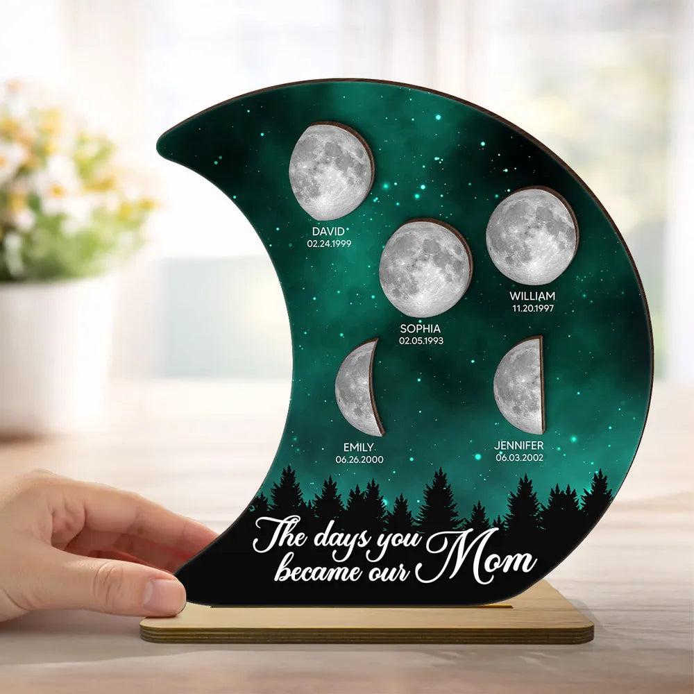 The Days You Became Our Mom Galaxy Night - Personalized 2-Layered Wooden Plaque - Heartfelt Gift For Mom, Grandma, Mother's Day Gift