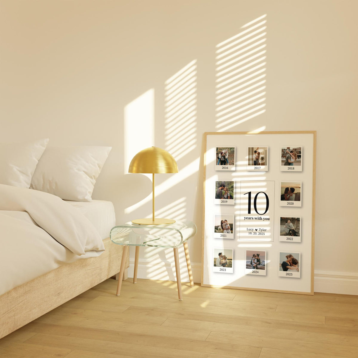 10 Years With You Custom Polaroid Photo Frame Collage - Personalized Canvas - Anniversary Gift Couple