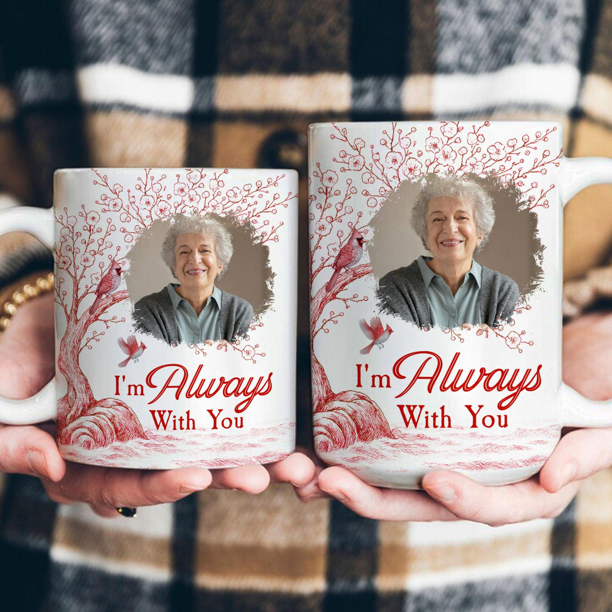 Toile De Jouy Memorial I'm Always With You Personalized Photo Mug, Photo Memorial Mug, Rememberance Mug, Memorial Gift