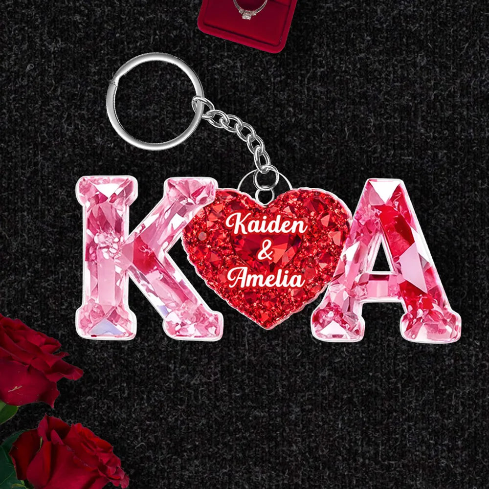 Couple Love Initial - Personalized Acrylic Keychain - Heartfelt Anniversary, Valentine's Day Gift For Couple