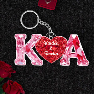 Couple Love Initial - Personalized Acrylic Keychain - Heartfelt Anniversary, Valentine's Day Gift For Couple