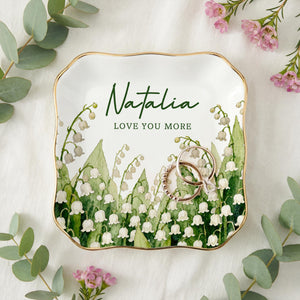 Personalized Birth Flower Trinket Dish, Custom Watercolor Flower Ring Dish, Mother's Day Gift, Wedding Bridesmaid Gift, Birthday Jewelry Dish