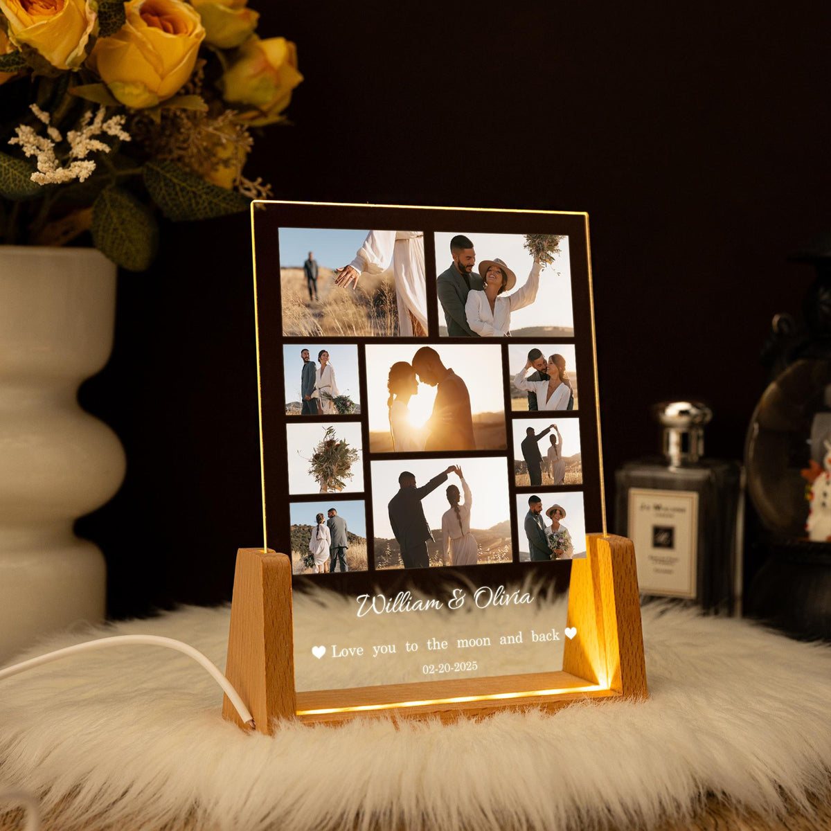 Custom Photo LED Light, Photo Collage Lamp, Personalized Acrylic Picture Frame, Valentines Gift for Couple/Her/Him/Friends