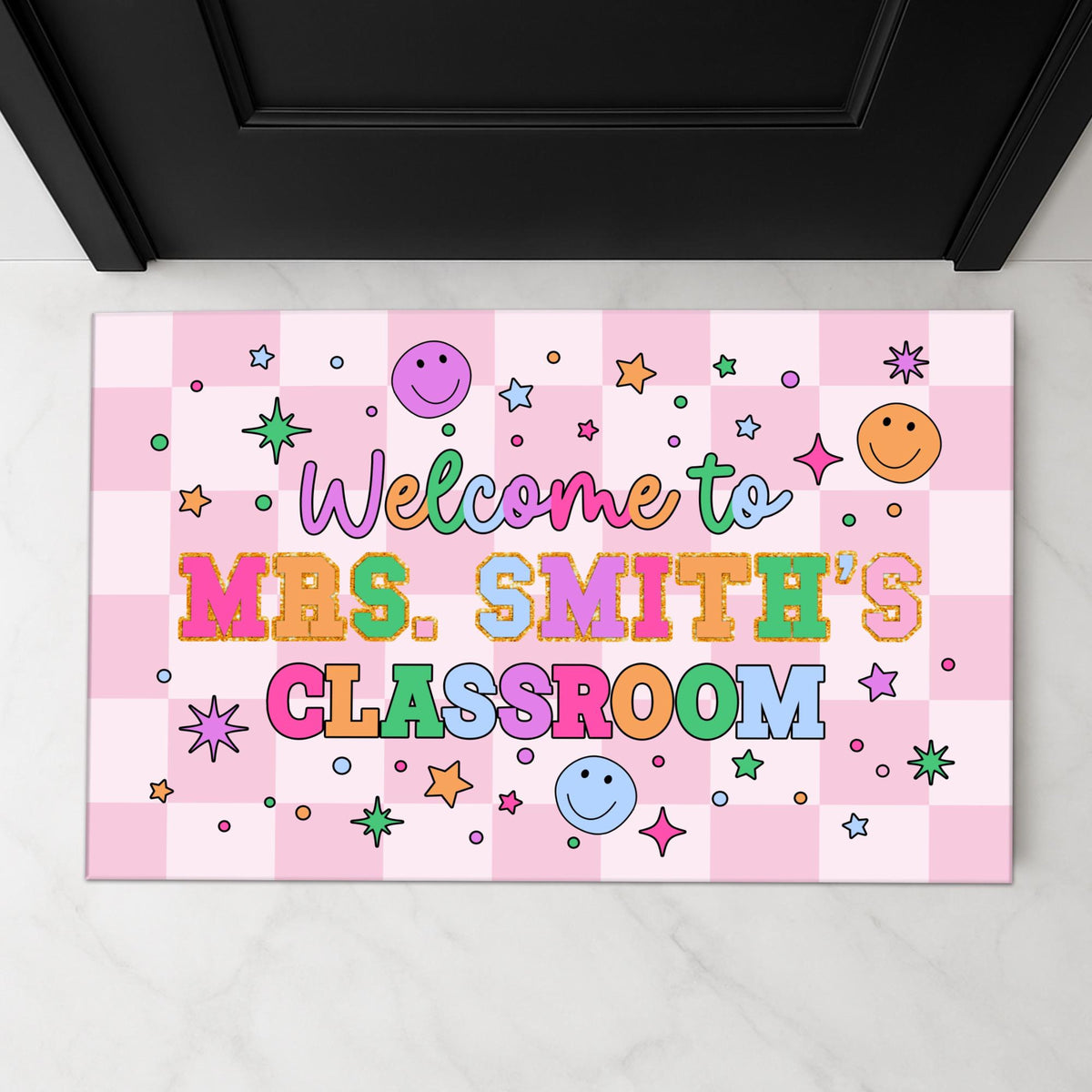Personalized Name Classroom Doormat, Teacher Gift, Back To School Decor, Class Decoration, Groovy Door Mat, Office Door Decor 4_70a7953b-79b1-41c5-8219-6e8e2a4d6d6f.jpg