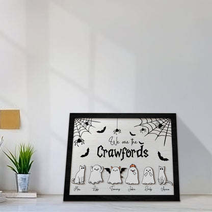 Halloween Ghost Family With Pets, Custom Halloween Family Sign, Custom Ghost Family Sign, Halloween Sign, Halloween Decor, Halloween Gift