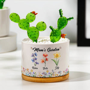 Mom Grandma's Garden Custom Kids' Birth Flower - Personalized Mini Glass Flower Plant Pot - Gift For Mom Grandma, Mother's Day