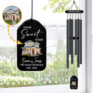 Personalized Home Sweet Home Wind Chime, Housewarming Wind Chime, Housewarming Gifts, New Home Gifts, Custom House Photo, Unique Gift