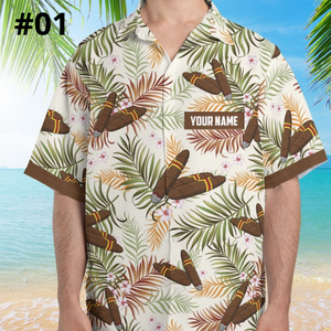 Personalized Cigar Tropical Hawaiian Shirt, Cigar Shirt, Mencave Club Wine Club Shirt, Dad Gift, Night Club, Bachelor Party Shirt
