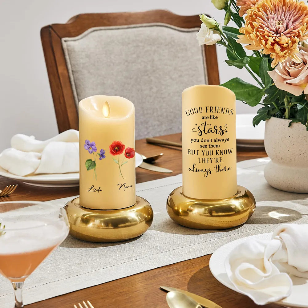 Good Friends Are Like Stars - Personalized LED Candle - Gift For Sisters, Besties