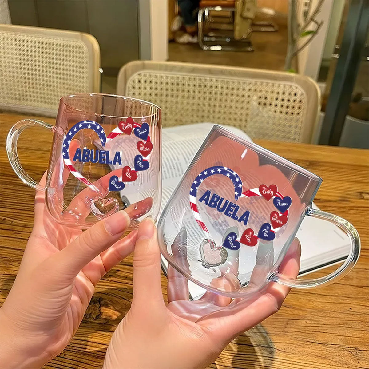 American Grandma - Personalized Custom Pink Gradient Glass Mug