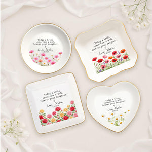 Personalized Mother of The Bride Jewelry Dish, Today a Bride Tomorrow a Wife, Ceramic Trinket Tray Gift for Daughter, Birthday Ring Dish