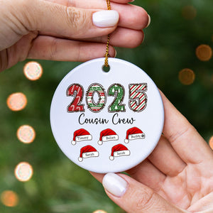 Cousin Family Ornament, Personalized Christmas Ornament, Family Christmas Gift, Custom Names Ornament, Santa Hat Ornament, Yearly Ornament