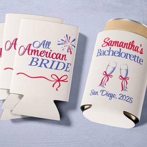 4th of July Bachelorette Party Favor Fourth of July Can cooler Independence Day Bridal Shower All American Bride Party Decor Patriotic Bach