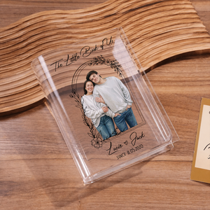Anniversary Gifts - Custom Photo Couples Art - Personalized Journal Clear Acrylic Book Vase for Flowers, Transparent Flower Vase