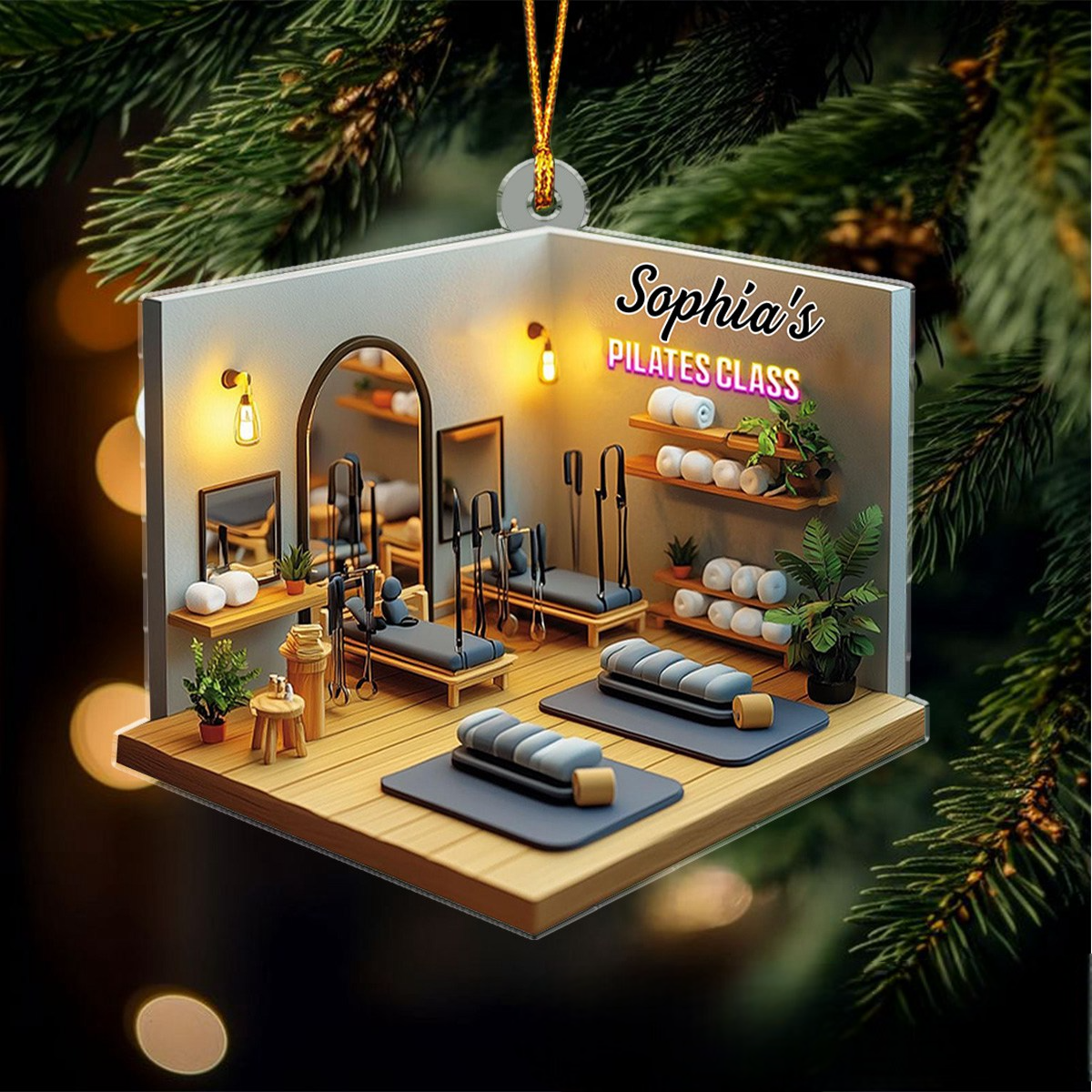 Pilates Classroom - Personalized Acrylic Ornament, Christmas Gift For Pilates Teacher