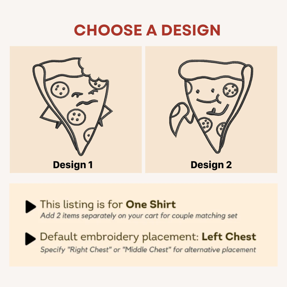 Pizza Bite Matching Embroidered Couple Shirts, Custom Couple Shirts, Couple Gift, Newlywed Gift, Wedding Gift, Funny Valentines Gift