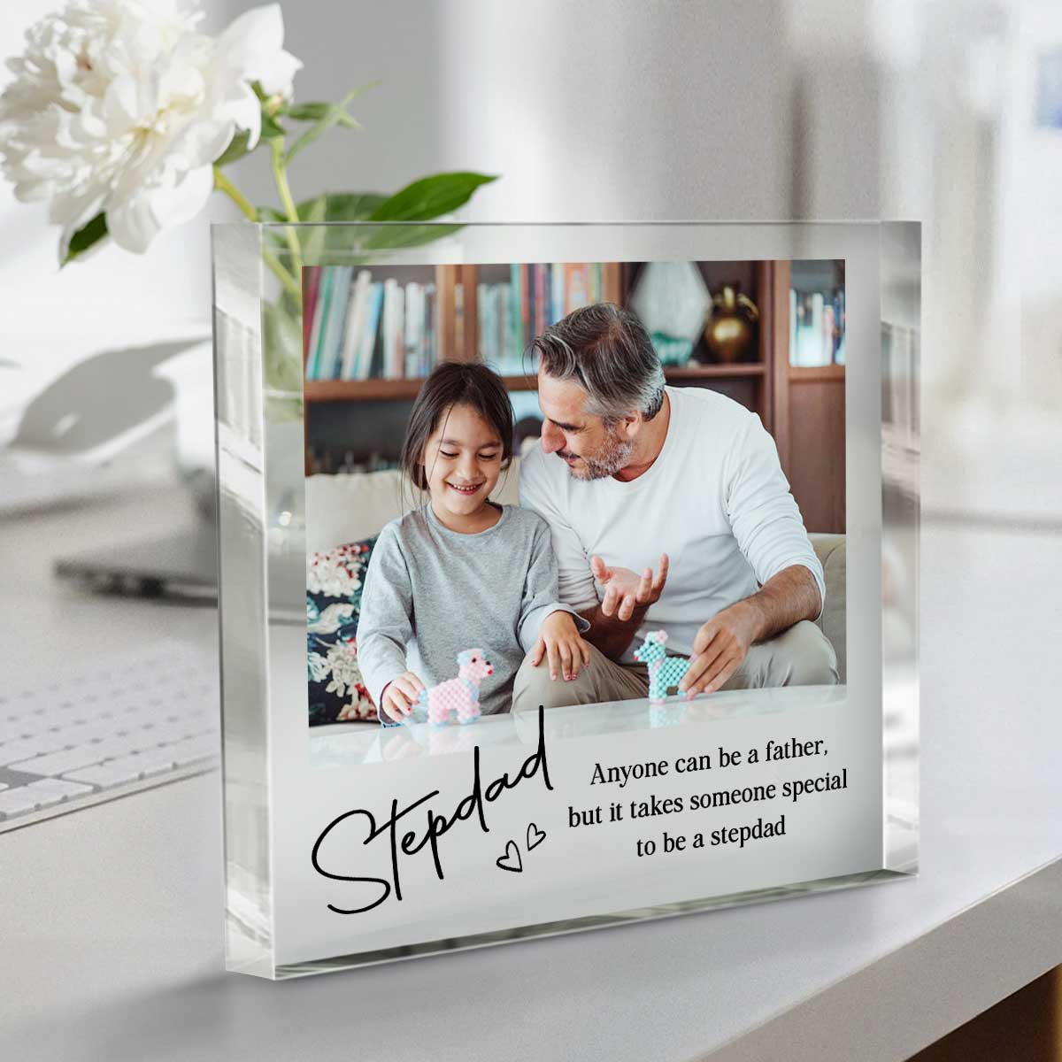 Stepdad Personalized Picture Acrylic Plaque, Father's Day Gifts, Gifts From Son Daughter, Acrylic Plaque Gifts For Dad