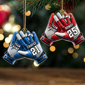 Football Gloves Football For Life Personalized Acrylic Ornament, 3D Effect Flat Christmas Ornament