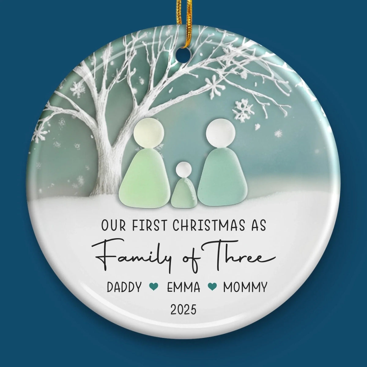 Our First Christmas As A Sea Glass Family - Personalized Ornament - Christmas Gift For Family