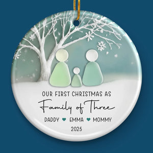 Our First Christmas As A Sea Glass Family - Personalized Ornament - Christmas Gift For Family