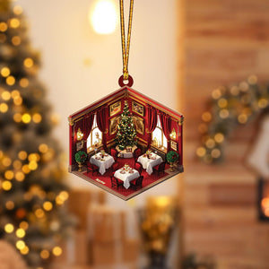 Personalized Restaurant 2D Flat Christmas Ornament, Restaurant Car Ornament, Restaurant Owner Holiday Gift Housewarming Gift