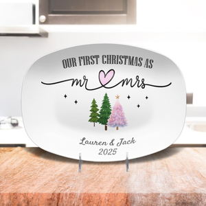 Personalized First Christmas Mr & Mrs Platter, Anniversary Serving Tray Gifts, Christmas Gift For Newlywed Couple