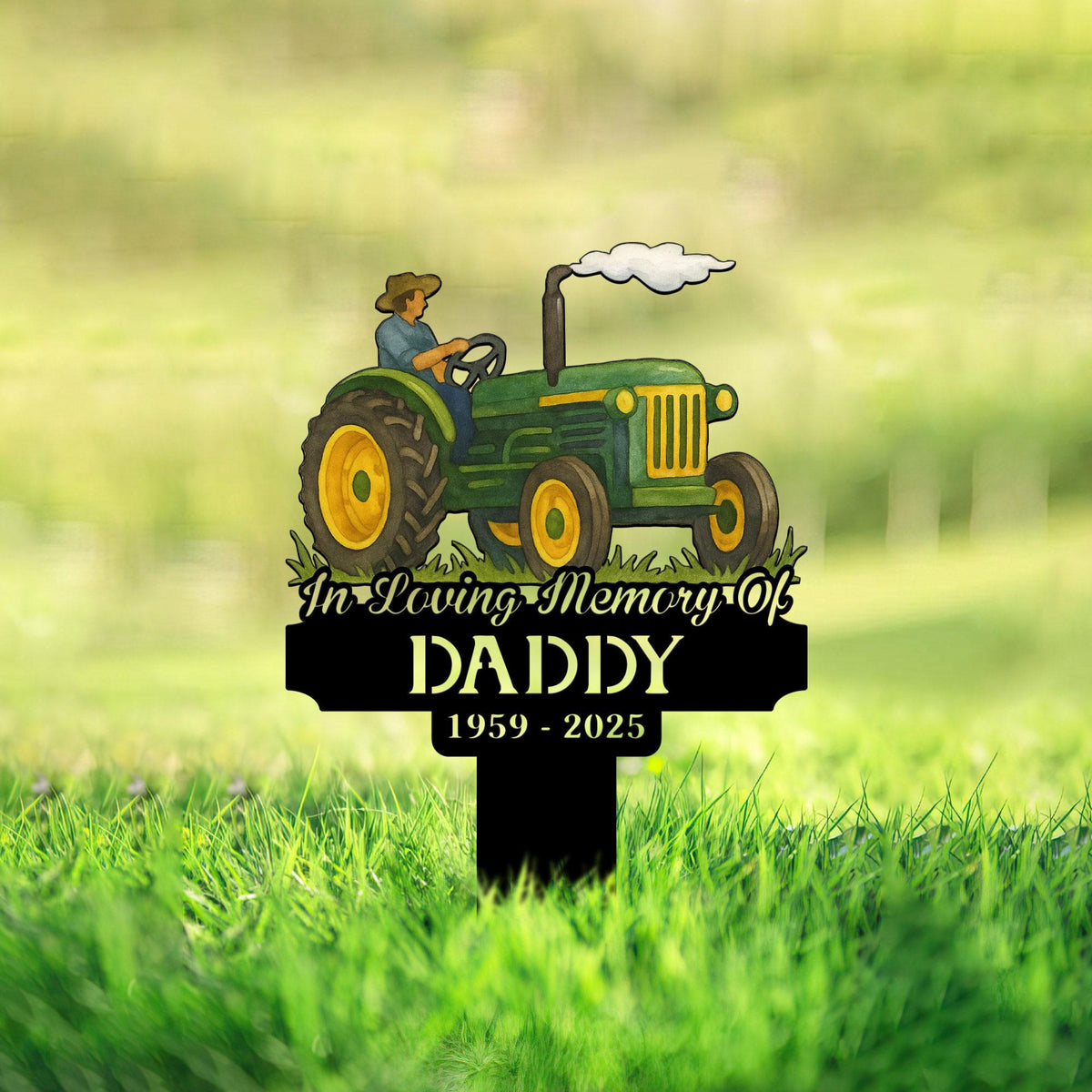 Personalized Farmer Tractor Metal Stake, Custom Tractor Memorial Sign, Farmer Memorial, Dad Loss, Tractor Metal Stake, Fathers Day Gift