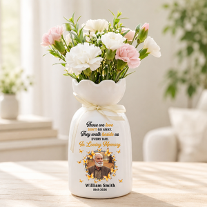 In Loving Memories Custom Photo Vase - Personalized Custom Ribbon Tie Flower Vase