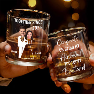 Together Since, Featuring Couple Silhouettes, Personalized Whiskey Glass, Gift For Couples