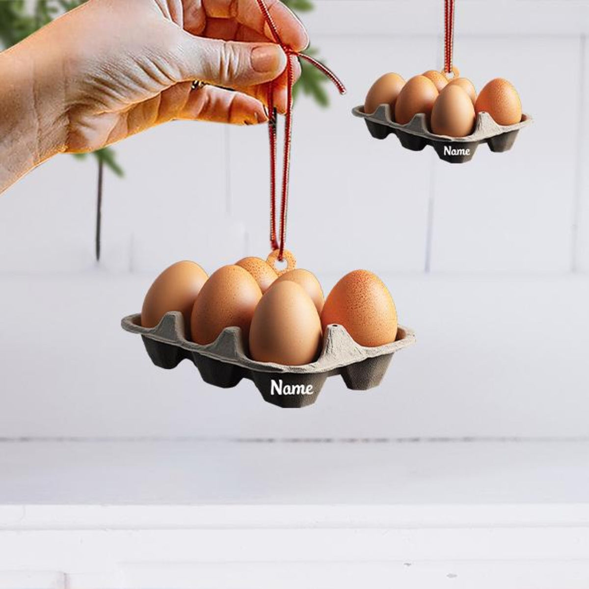 Personalized Egg Tray Christmas Ornament, Eggs Christmas Ornament, Cooking Ornament, Kitchen Ornament Decor, Chef Ornament Gift