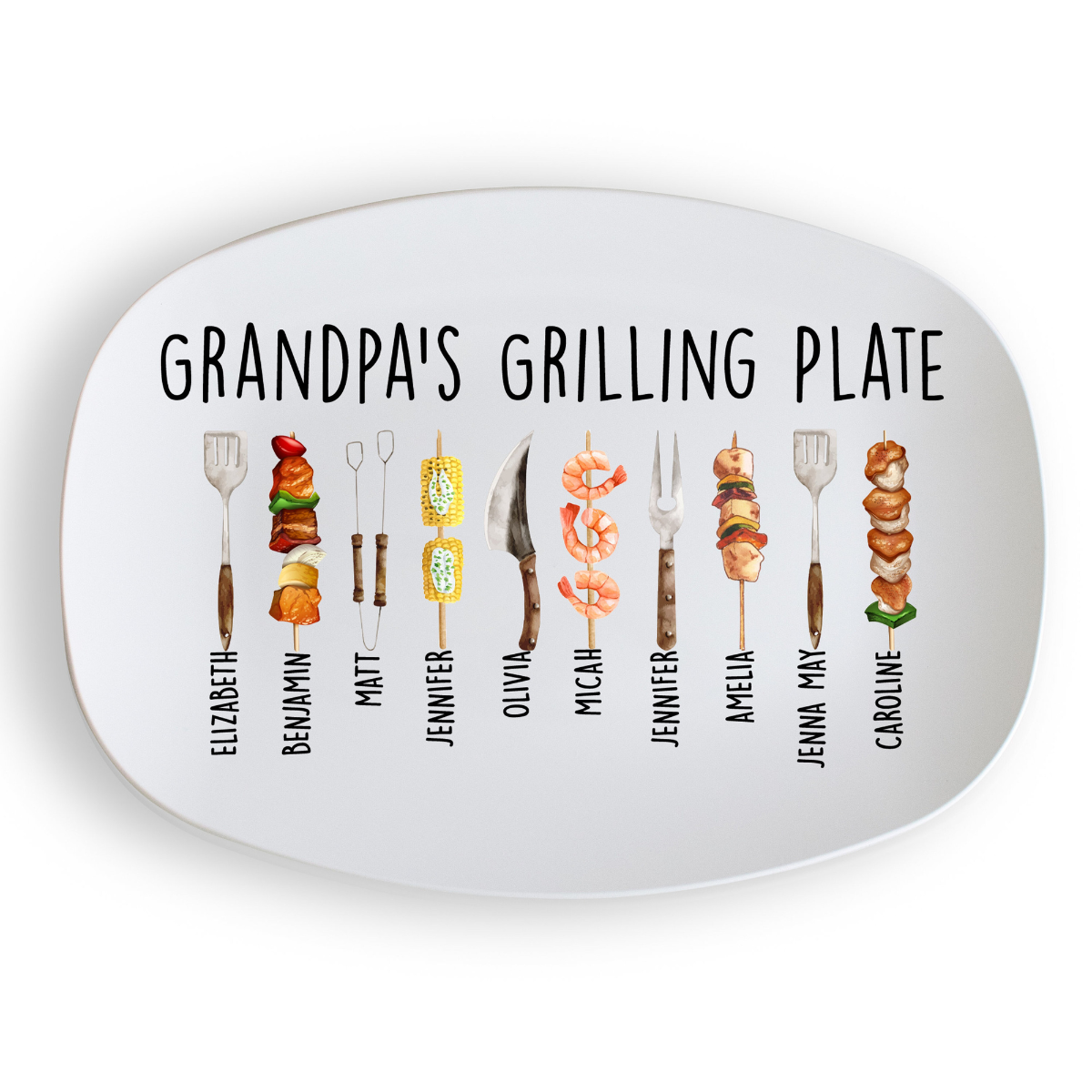 Custom Grandpa Grilling Platter, Grandpa Gifts, Fathers Day Gift for Grandpa with Kids Names