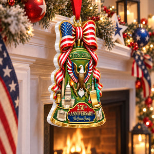 America 250th Anniversary Bell 3D Ornament - Personalized Christmas Ornaments