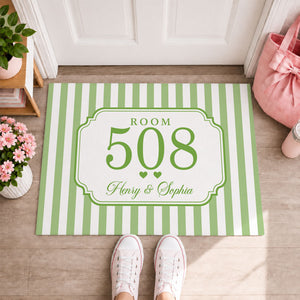 Personalized Striped Room Number Doormat - Gifts For Girls, Roomate