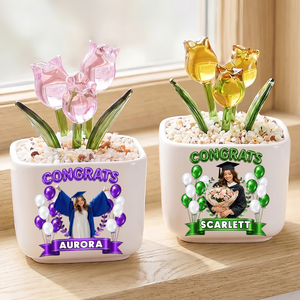 Bubble Graduation Personalized Glass Everlasting Tulips
