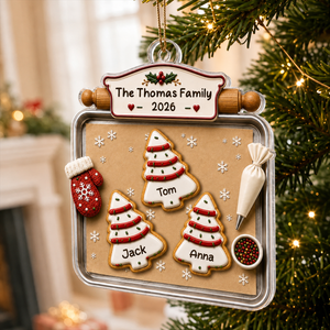 Christmas Tree Cakes Tray Custom Family Names - Personalized Acrylic Ornament - Christmas Gift For Family