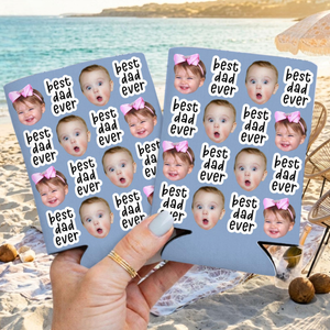 Personalized Father's Day Gift For Dad, Custom Funny Face Baby Can Cooler, Best Dad Ever Can Cooler, Kids Photo Can Cooler Gift For Husband