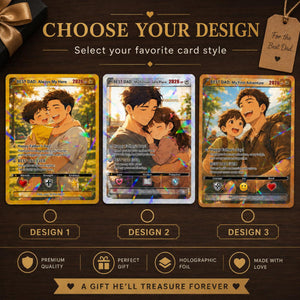 Custom Father's Day Gamer Dad Card, Personalized Photo Trading Keepsake Gift for Dad, Gift From Kids For Father