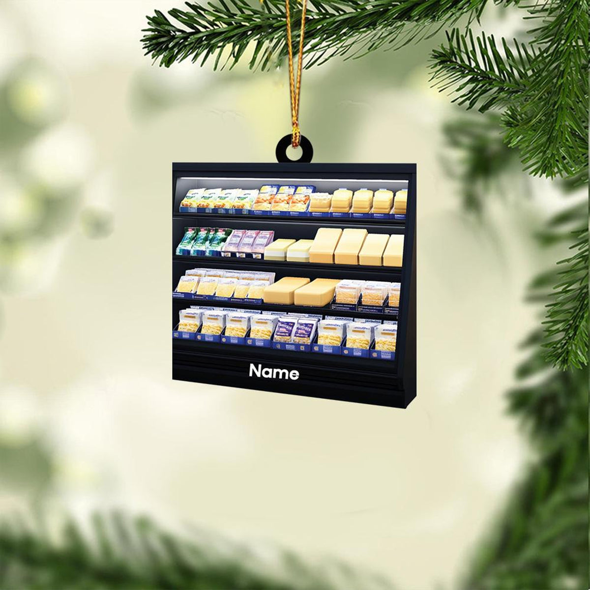 Personalized Cheese Fridge Christmas Ornament, Cheese Christmas Ornament, Chef Ornament, Cheese Lovers Gift, Cooking Ornament