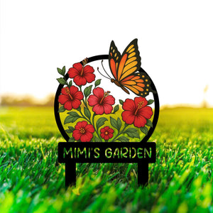 Personalized Butterfly Garden Sign with Stakes, Mother's Day Gift, Floral Yard Art, Nana's Blessings, Mom Gift, Mimi Gift, Outdoor Decor