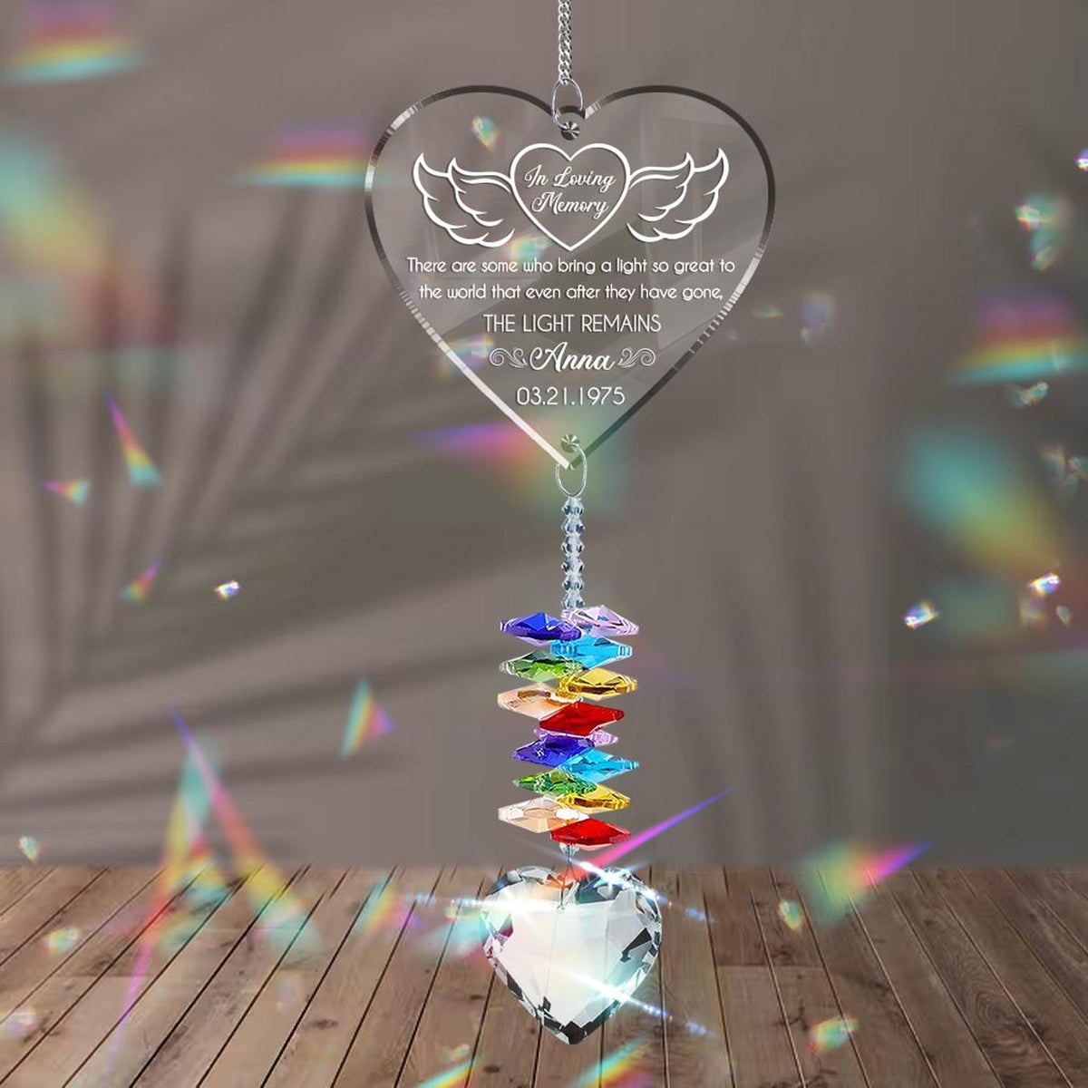 The Light Remains Suncatcher, Memorial Crystal Suncatcher, Sympathy Gift for Loss of Mom Grandma Dad Grandpa, Those we love don't go away