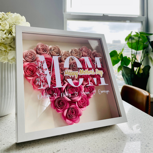 Happy Mother's Day Flower Heart Shape - Custom Flower Frame Box - Gift For Mom, Mother's Day Gift