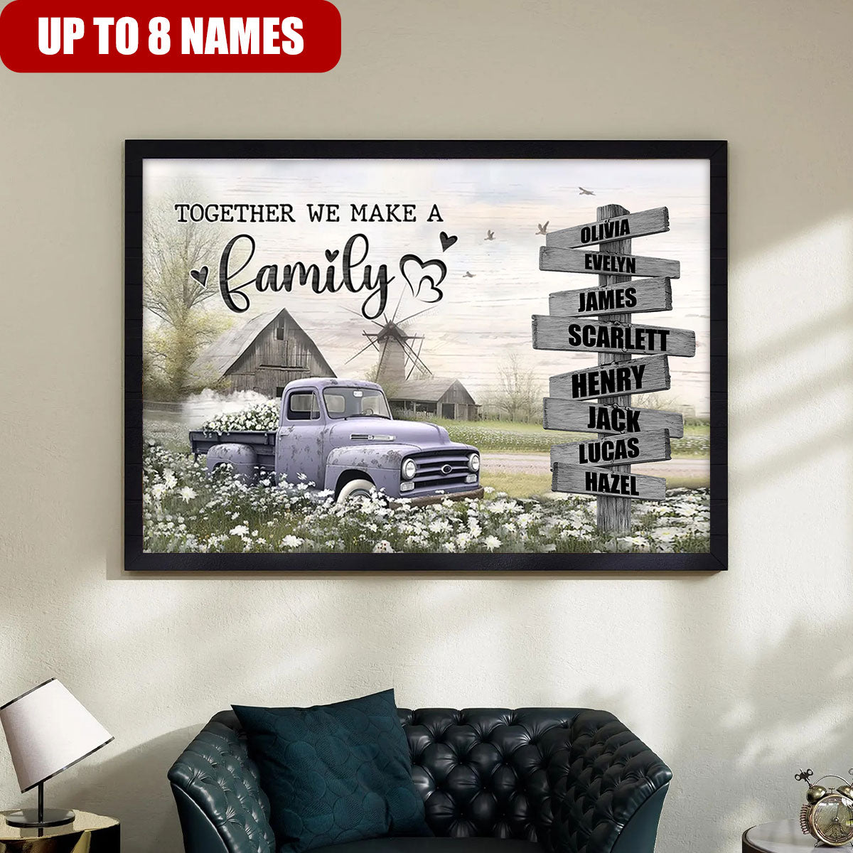 Family Farm House Old Truck - Personalized Poster Canvas
