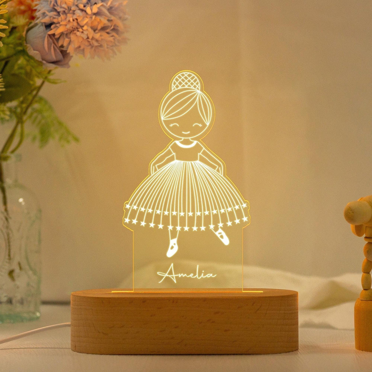 Personalized Ballerina Girl with Name, Custom Night Light with Name, Nursery Room Lamp, Christmas Gift, Ballet Gift, Birthday Gift for Her