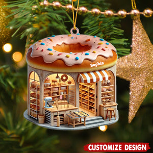 Custom Name Bakery Ornament, Christmas Decoration For Bakery Shop