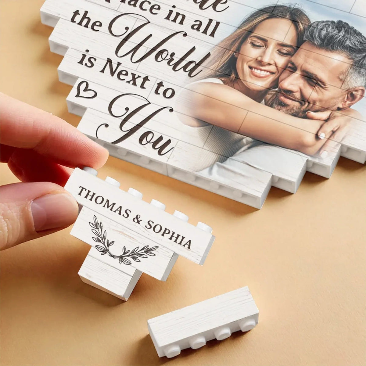 My Favorite Place In All The World - Personalized Building Block Puzzle - Anniversary Gift, Valentine's Day Gift For Couple