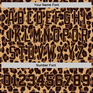 Custom Brown Brown-Old Gold 3D Pattern Design Leopard Authentic Basketball Jersey