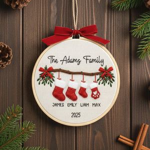 Personalized Family Christmas Ornament, Custom Embroidery Hoop, Gift for Family 2025