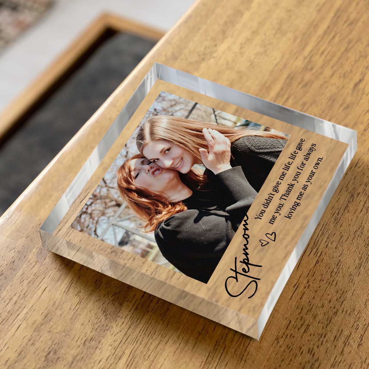 Personalized Stepmom Photo Acrylic Block, Step Mom Mothers Day Gifts, Step Mom Keepsake Gifts From Daughter, Bonus Mom Gift